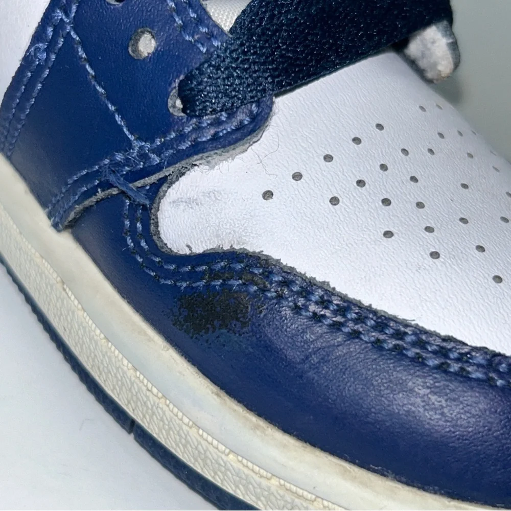 Nike Air Jordan 1 Retro High Kid Size 12C Blue White Athletic Shoes Sneakers - Picture 14 of 15